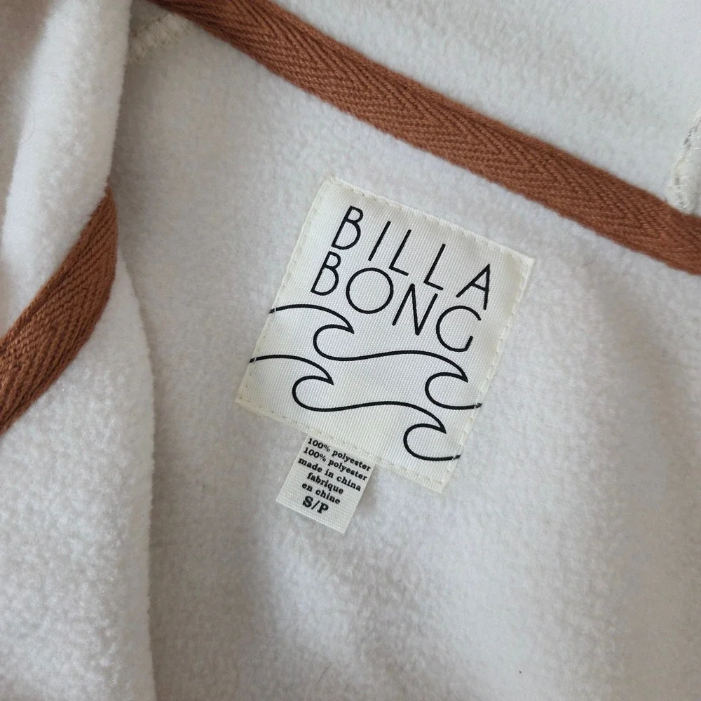 Billabong Women's S Full Zip Hoodie Brown Cream Geometric Print Fleece